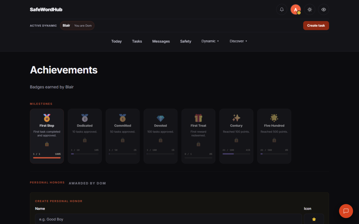 Milestone badges and streaks